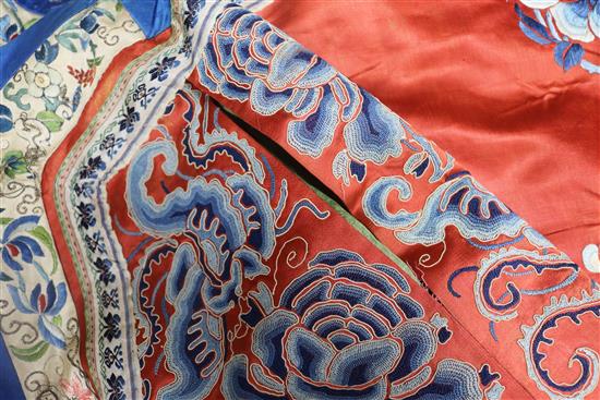 A red silk embroidered Chinese robe